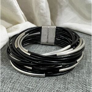 Leather Bands with Stainless Steel Tubes Make Up This Amazing Bracelet ☑️